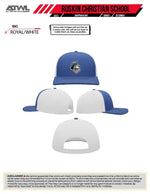 Load image into Gallery viewer, Ruskin Christian Royal/White 104s Snapback hat