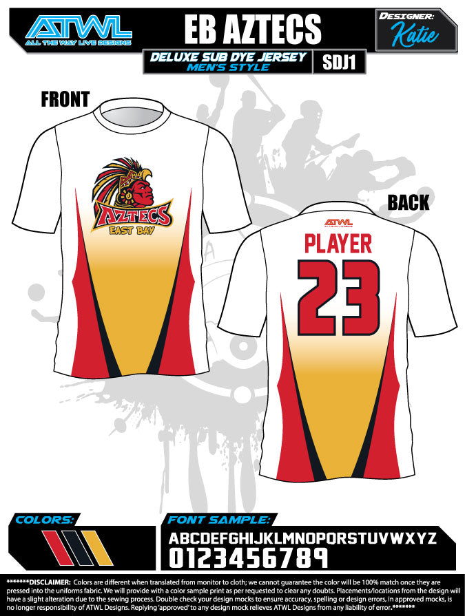 East Bay Fall League Men's Sub Dye Jerseys yxs