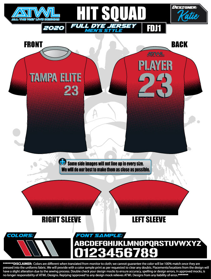 All The Way Live Designs Tampa Heat Full Dye Raglan Jersey S / Red