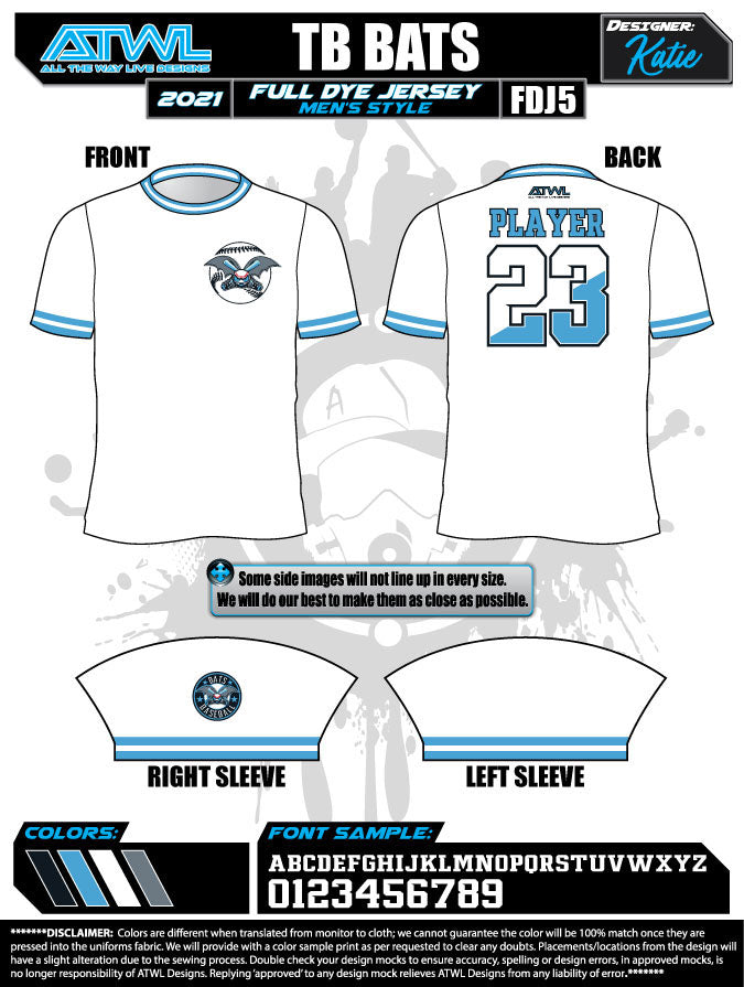 All The Way Live Designs Team Tampa Men's Sub Dye Jerseys Grey / YL