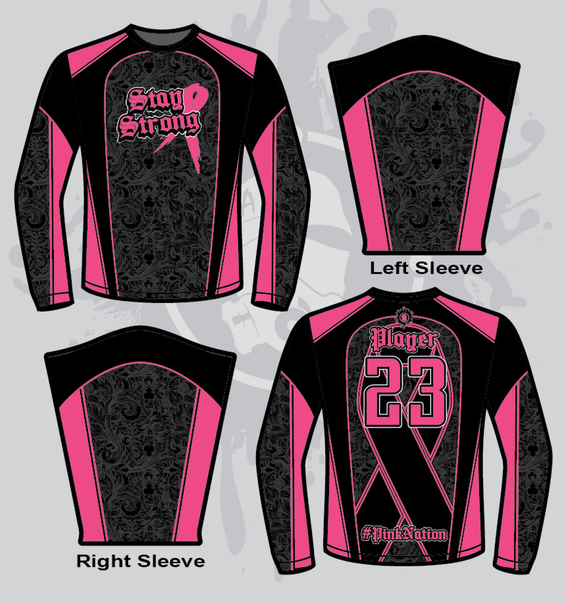 Stay Strong Mens Full Dye Jersey Cancer Awareness – All The Way Live Designs