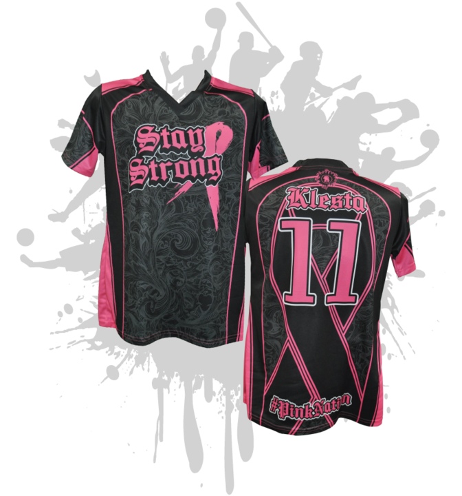 Stay Strong Mens Full Dye Jersey Cancer Awareness Black M