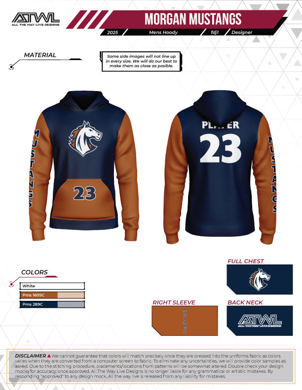 Morgan Mustangs Navy Full Dye Hoodie