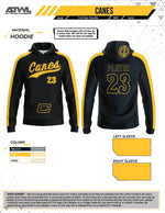 Load image into Gallery viewer, Canes Baseball Black Full Dye Hoodie
