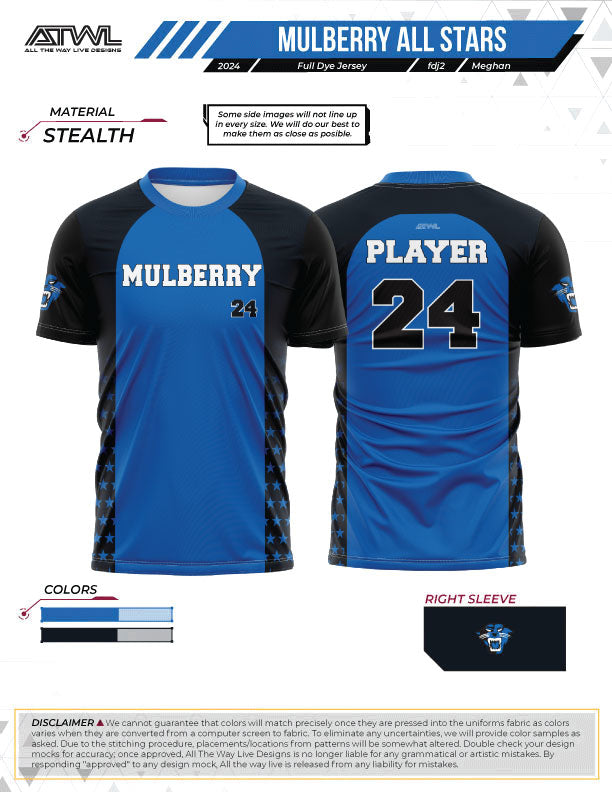 Mulberry Baseball All Stars Replica Full Dye Jersey