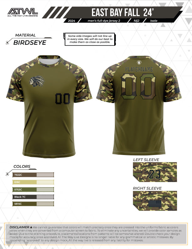 East Bay Chiefs 2024 Camo Raglan  Men's Jersey