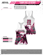 Load image into Gallery viewer, Tampa Roller Derby Black Full Dye Women&#39;s Cut Racerback Jersey
