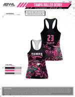 Load image into Gallery viewer, Tampa Roller Derby Black Full Dye Women&#39;s Cut Racerback Jersey
